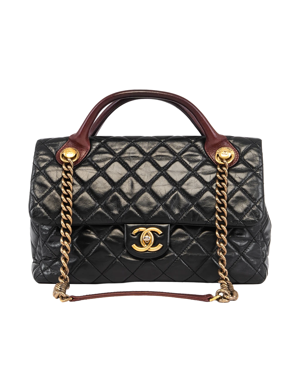 CHANEL CASTEL ROCK FLAP BLACK CALF GHW 18110344 3074