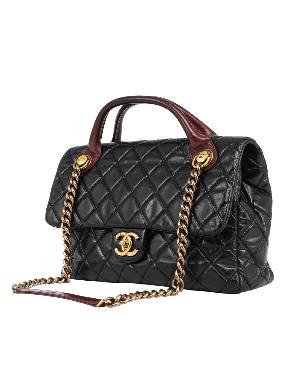 CHANEL CASTEL ROCK FLAP BLACK CALF GHW 18110344 3078