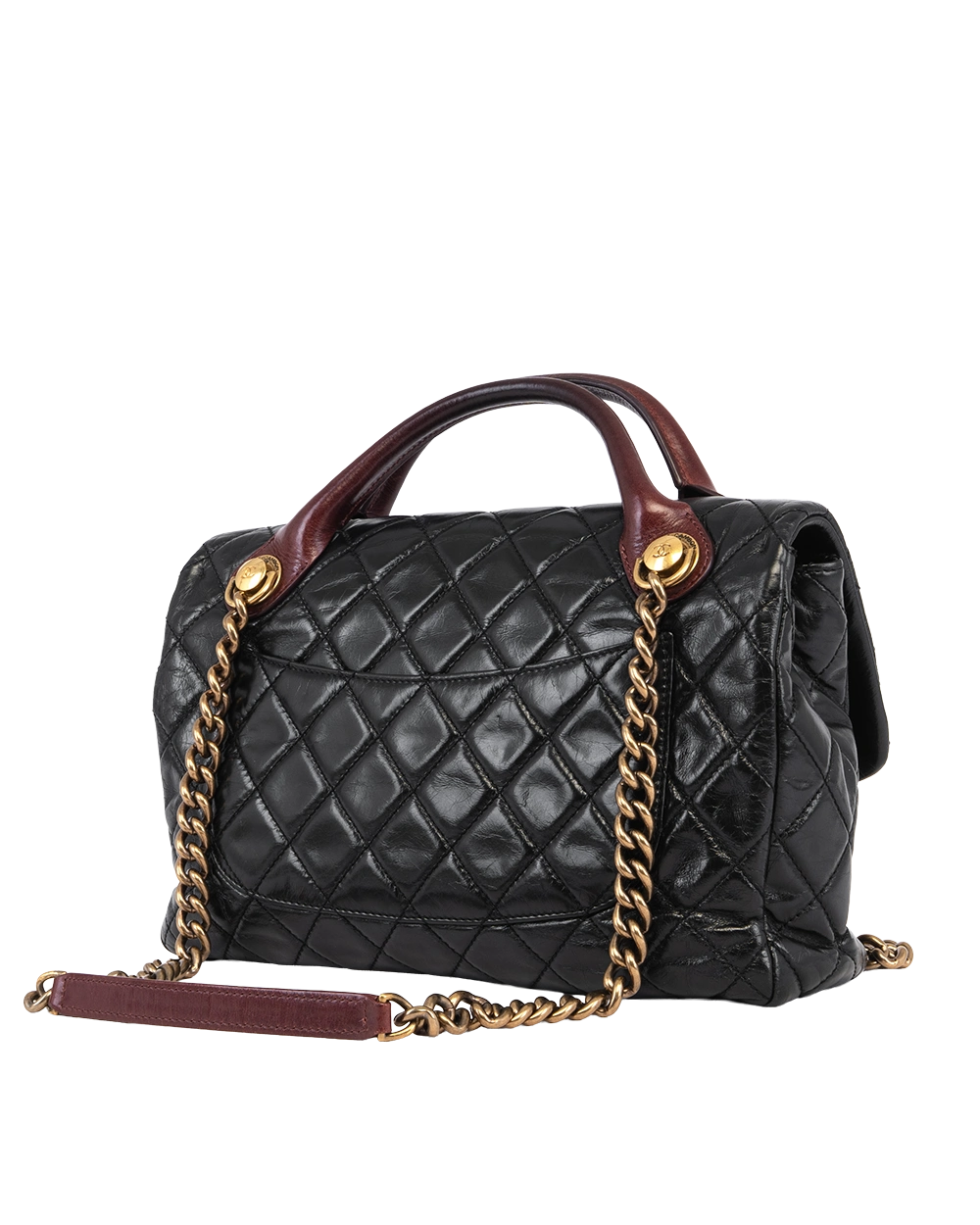CHANEL CASTEL ROCK FLAP BLACK CALF GHW 18110344 3079