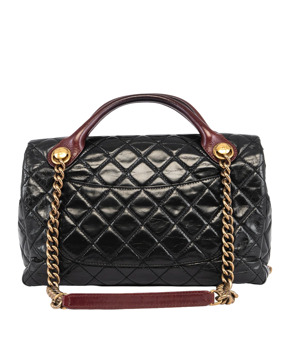 CHANEL CASTEL ROCK FLAP BLACK CALF GHW 18110344 3080
