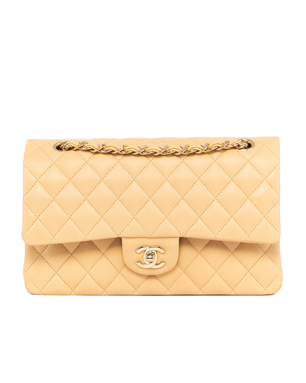 CHANEL CLASSIC 10 BEIGE LAMB GHW L59U4A6L 1005