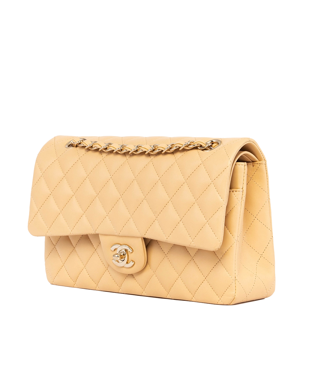 CHANEL CLASSIC 10 BEIGE LAMB GHW L59U4A6L 1006