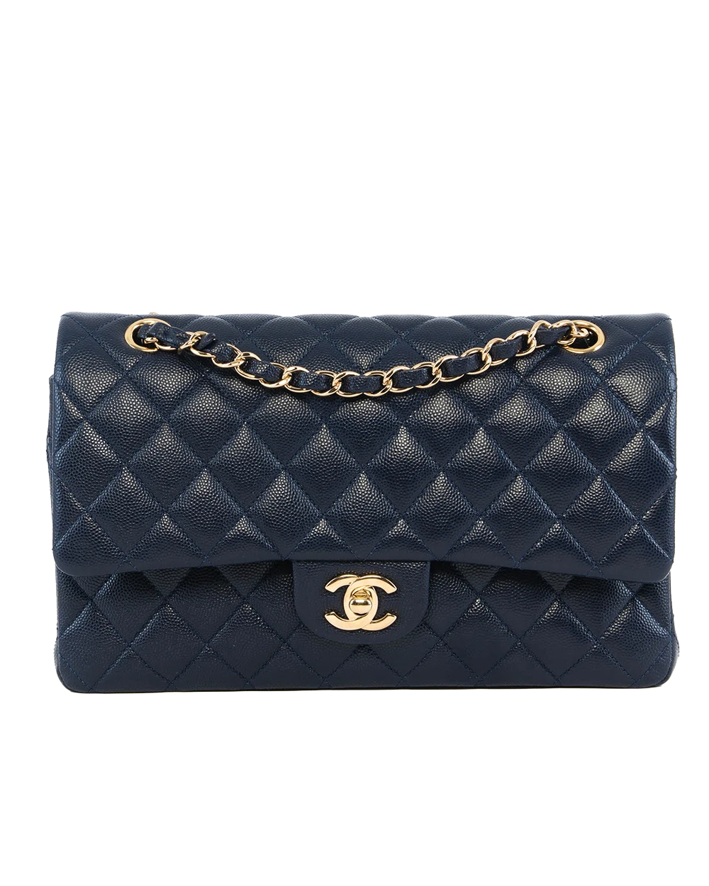 CHANEL CLASSIC 10 NAVY CAVIAR GHW E4PK41HC 0579
