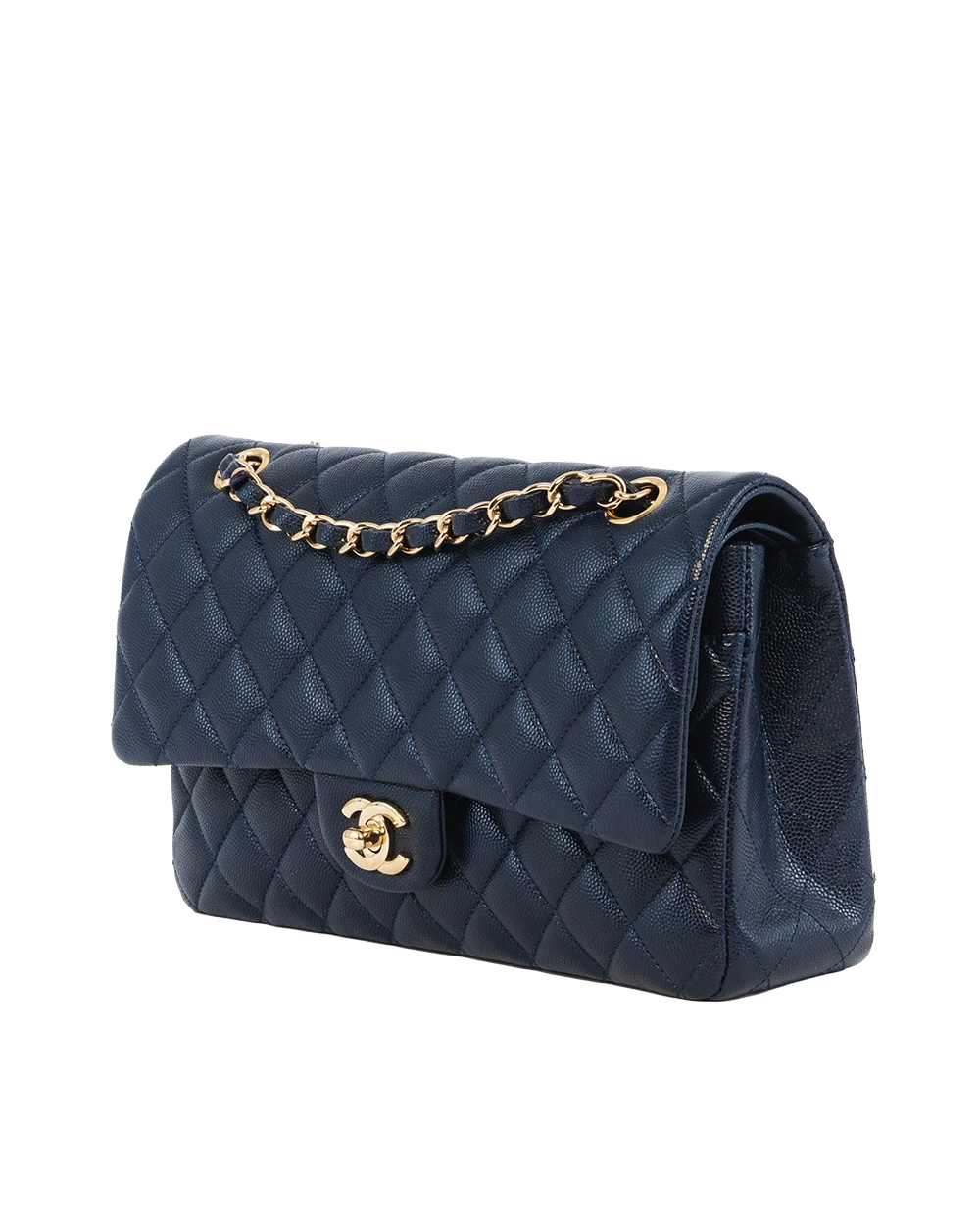 CHANEL CLASSIC 10 NAVY CAVIAR GHW E4PK41HC 0580