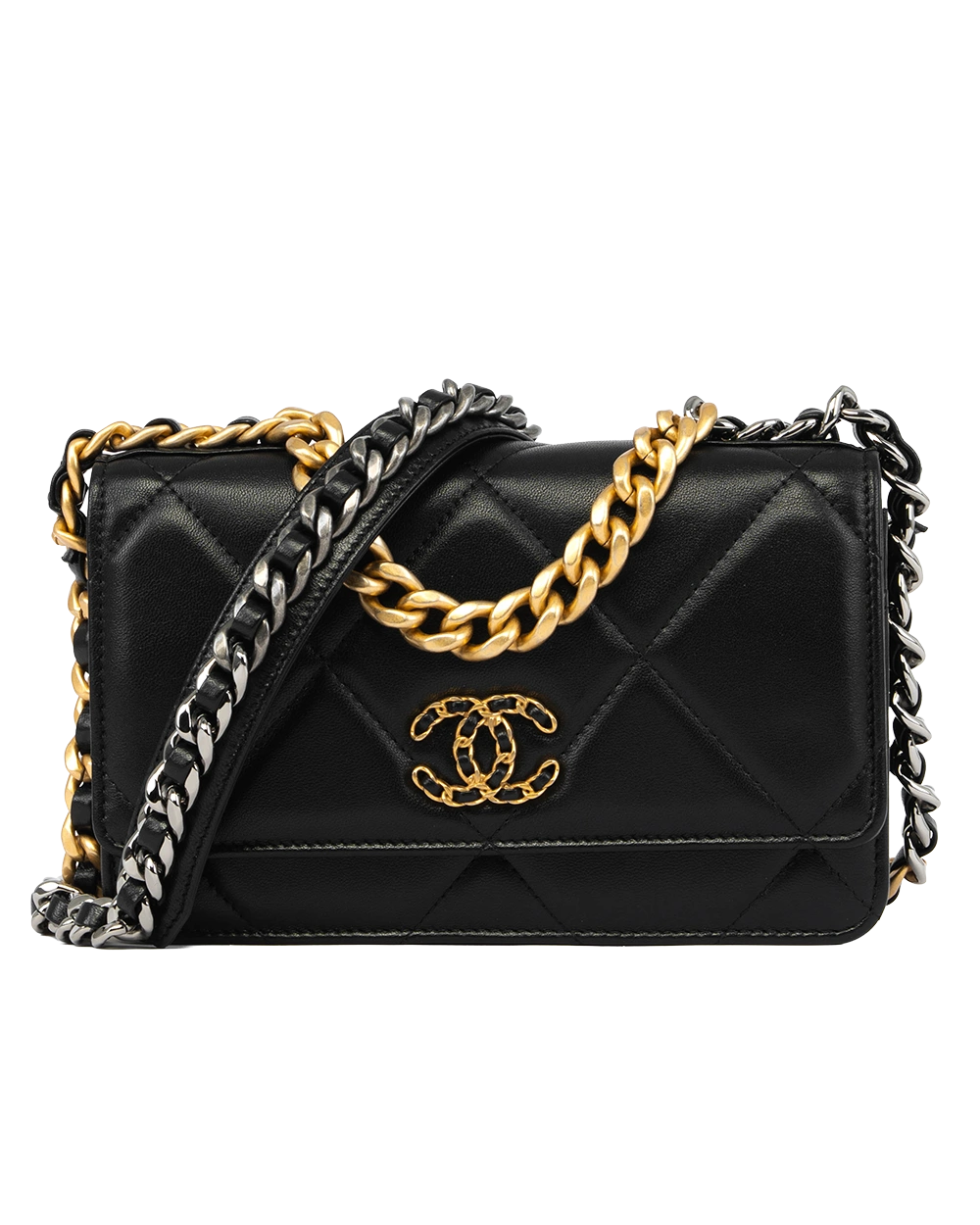 CHANEL FLAP 19 WOC BLACK LAMB GHW K18KXUCJ 0655