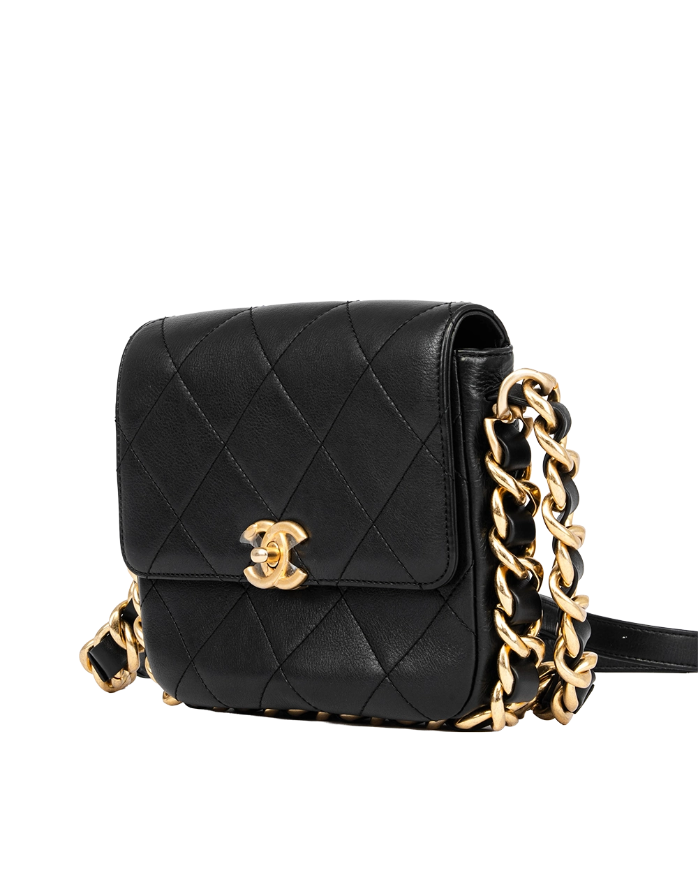 CHANEL FRAMIMG CHAIN FLAP SMALL BLACK CALF GHW T1N790LE 1835