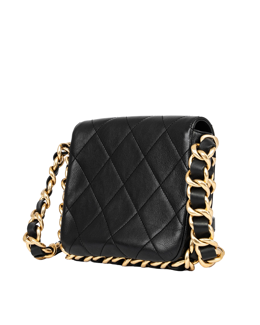 CHANEL FRAMIMG CHAIN FLAP SMALL BLACK CALF GHW T1N790LE 1836