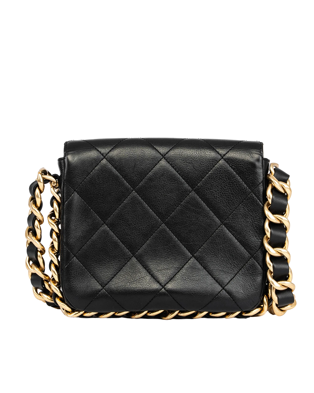 CHANEL FRAMIMG CHAIN FLAP SMALL BLACK CALF GHW T1N790LE 1837