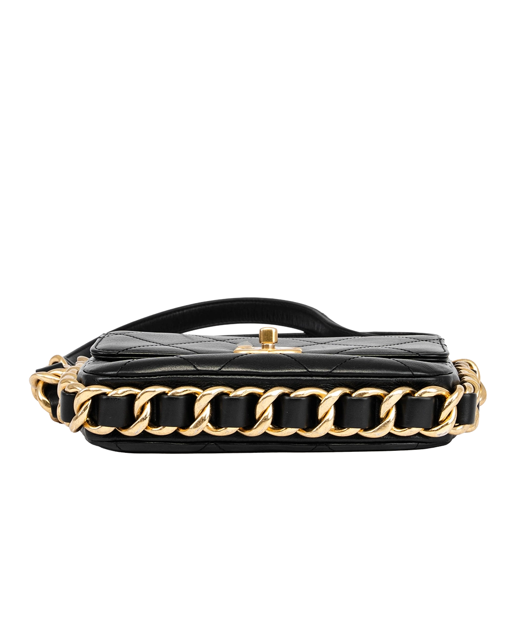 CHANEL FRAMIMG CHAIN FLAP SMALL BLACK CALF GHW T1N790LE 1838