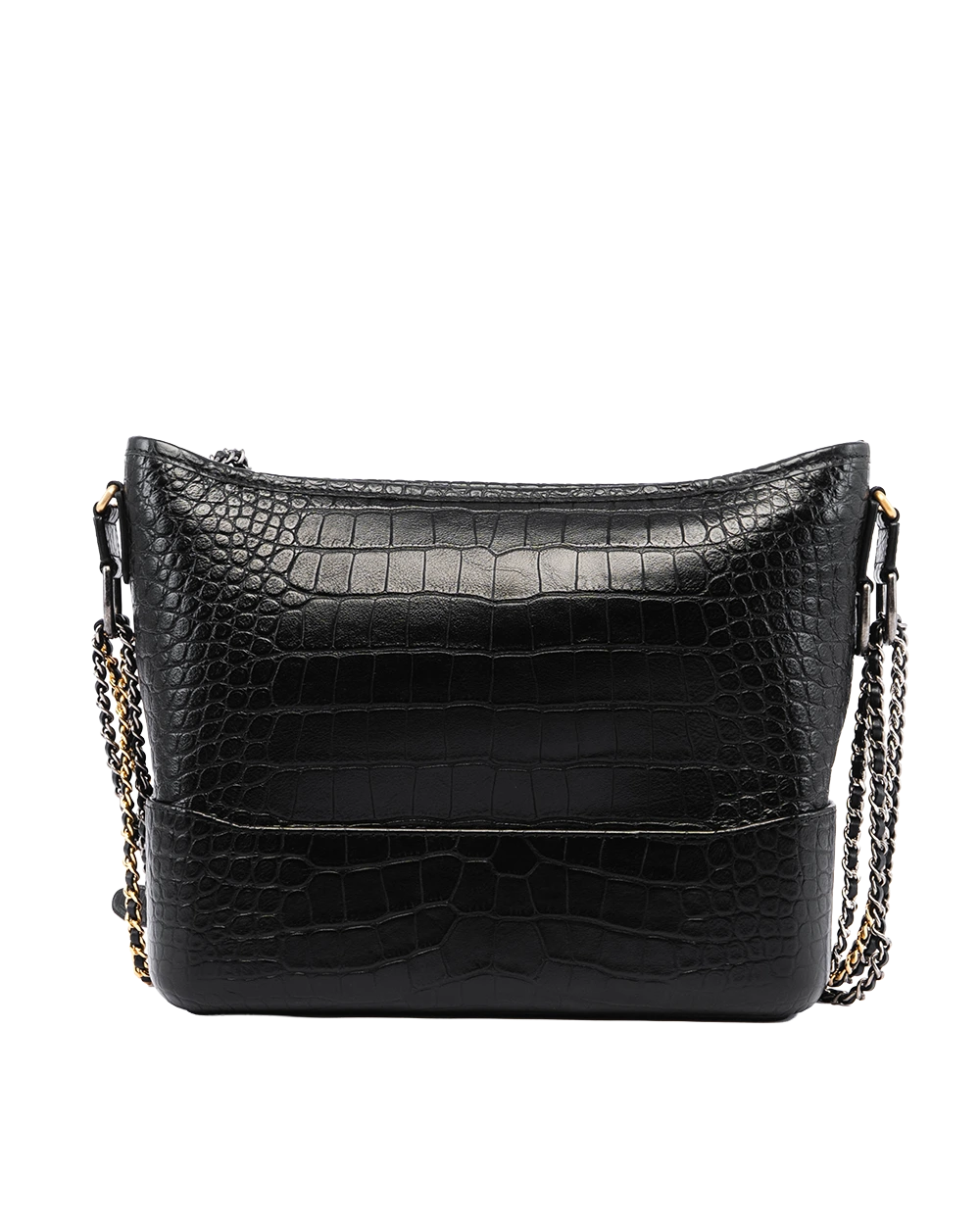 CHANEL GABRIELLE MEDIUM BLACK CROC EMBOSSED 04766