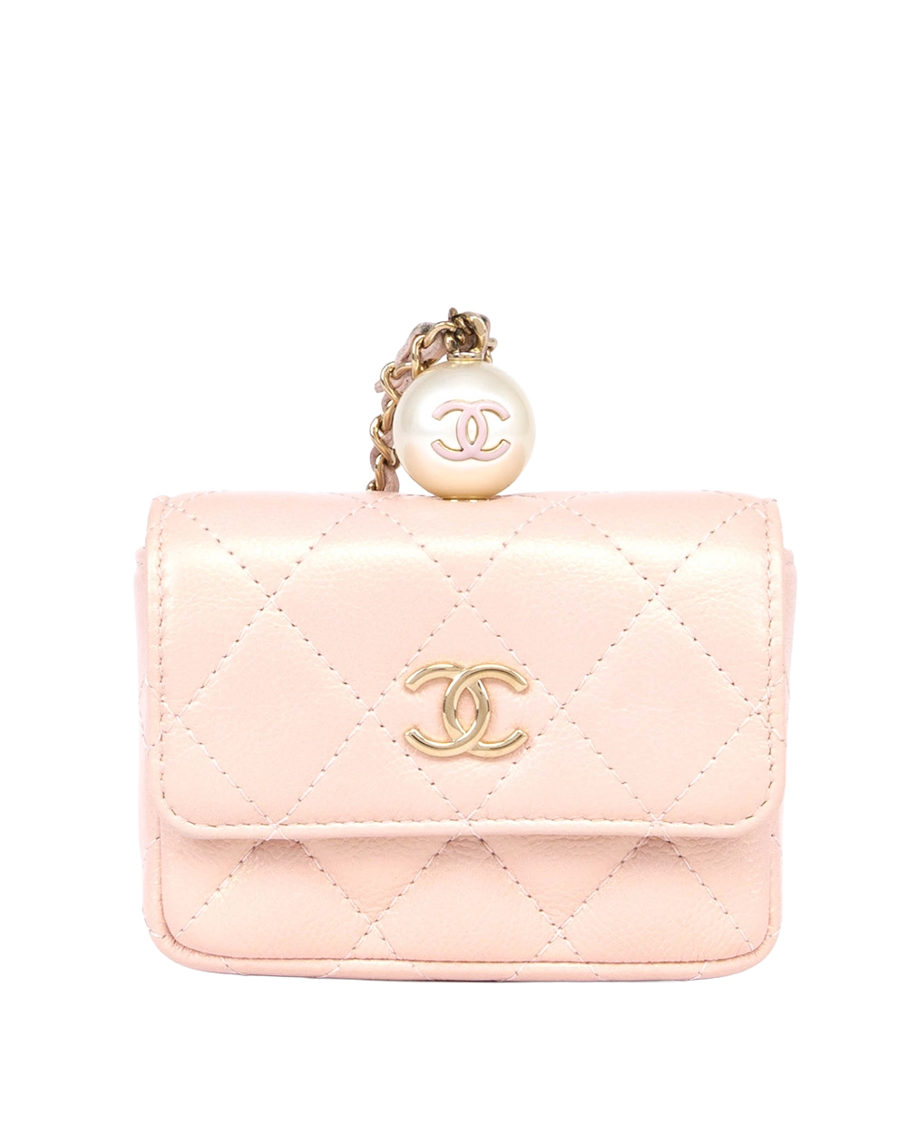 CHANEL IRIDESCENT COIN PURSE WITH CHAIN PINK CAVIAR GHW 31322488 0580