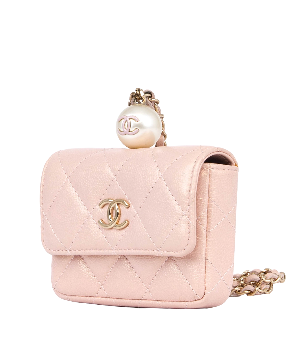 CHANEL IRIDESCENT COIN PURSE WITH CHAIN PINK CAVIAR GHW 31322488 0582