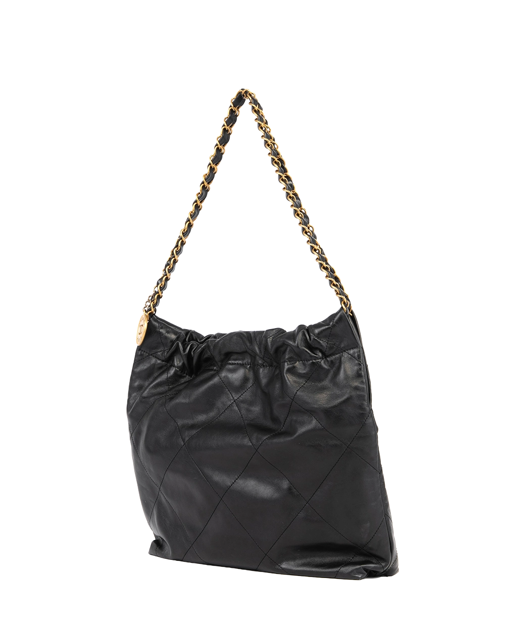 CHANEL TOTE 22 SMALL BLACK LAMB GHW LLLXC20E 2123