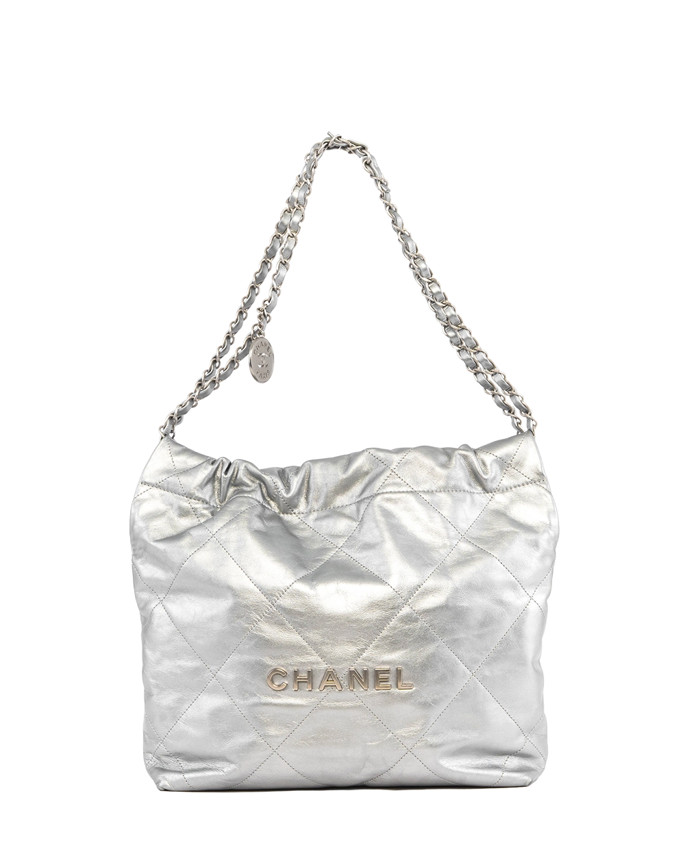 CHANEL TOTE 22 SMALL GREY MATTALIC CALF SHW EALK7CU8 0491