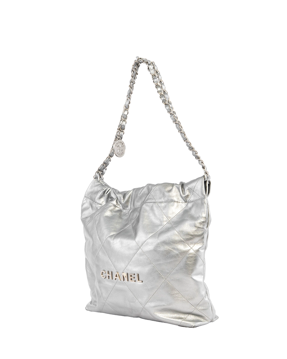 CHANEL TOTE 22 SMALL GREY MATTALIC CALF SHW EALK7CU8 0492