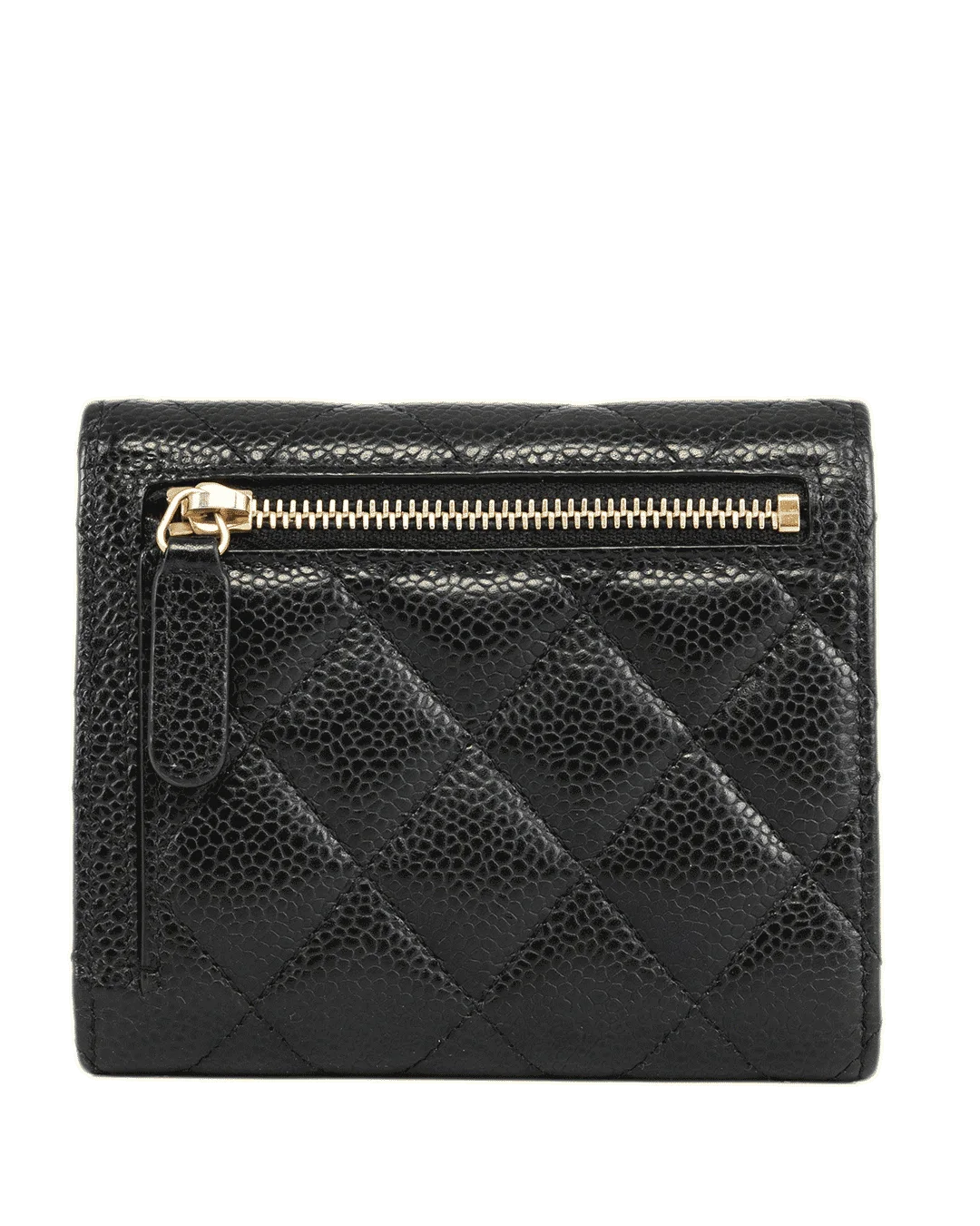 CHANEL TRI FOLD WALLET SHORT BLACK CAVIAR GHW 27514169 21262