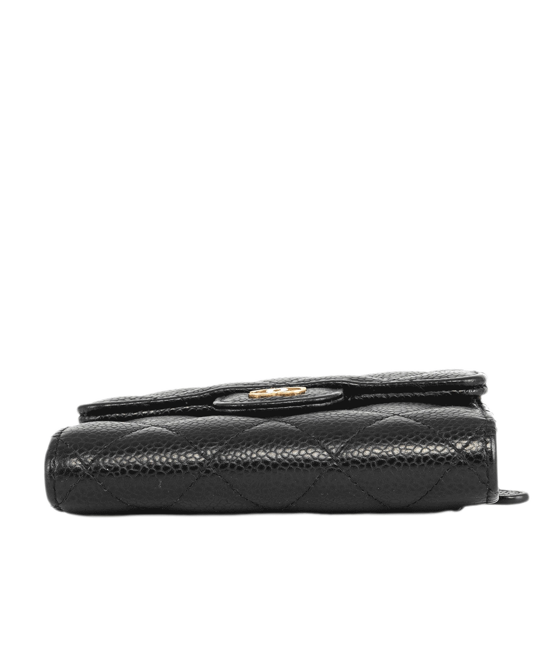 CHANEL TRI FOLD WALLET SHORT BLACK CAVIAR GHW 27514169 21263