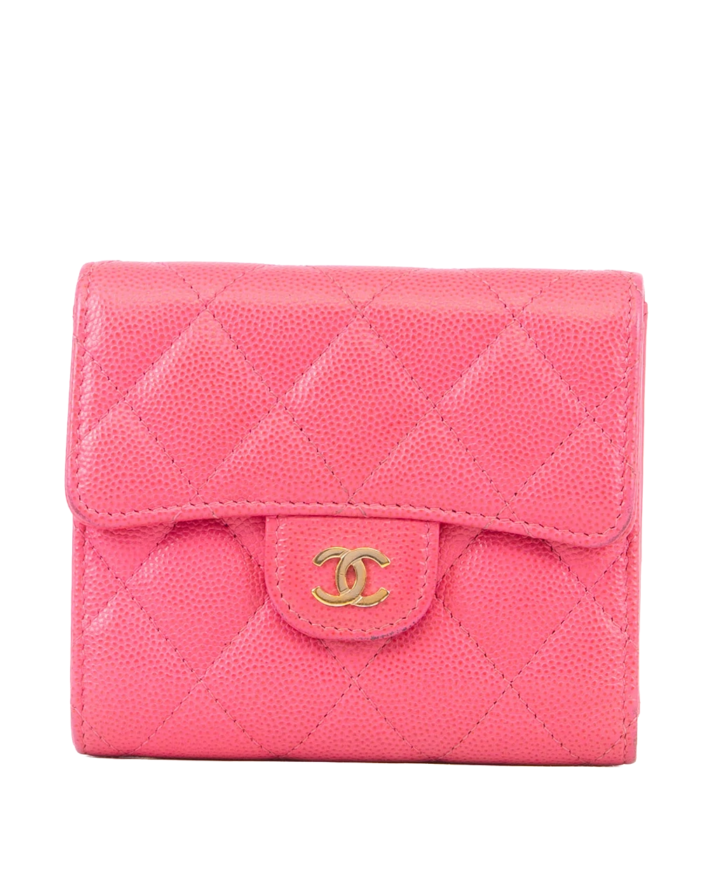 CHANEL TRI FOLD WALLET SHORT PINK CAVIAR GHW 30833276 0693