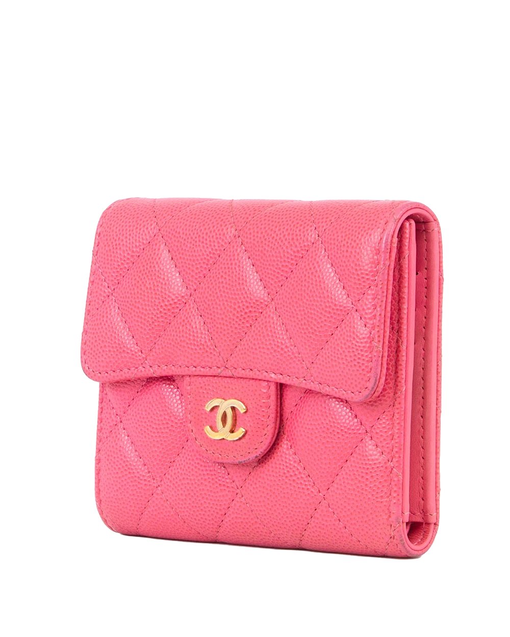 CHANEL TRI FOLD WALLET SHORT PINK CAVIAR GHW 30833276 0694