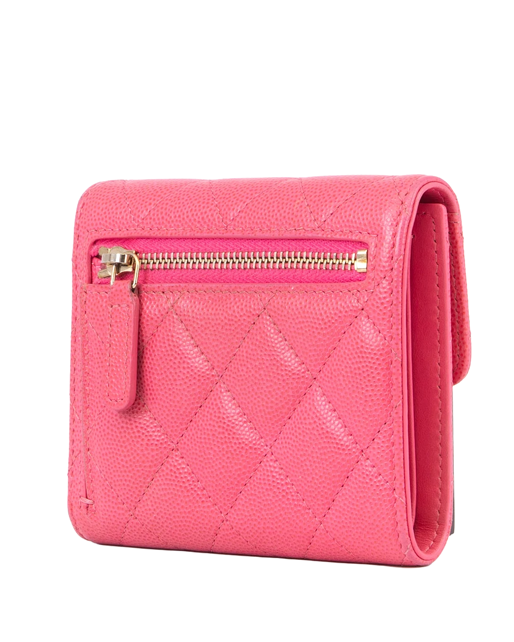 CHANEL TRI FOLD WALLET SHORT PINK CAVIAR GHW 30833276 0695
