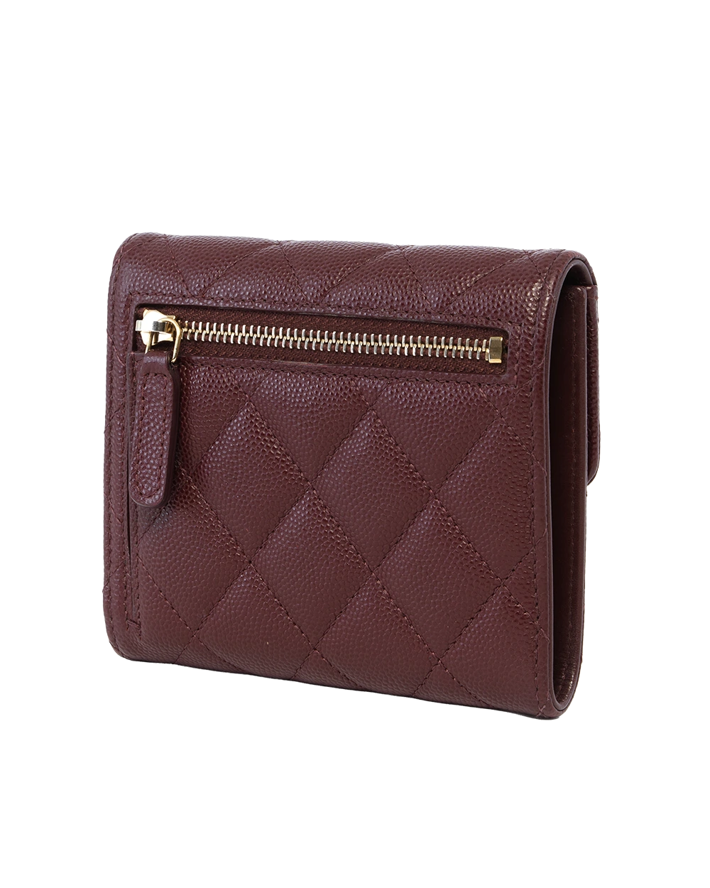 CHANEL TRI FOLD WALLET SHORT RED BURGUNDY CAVIAR GHW 31613364 2459
