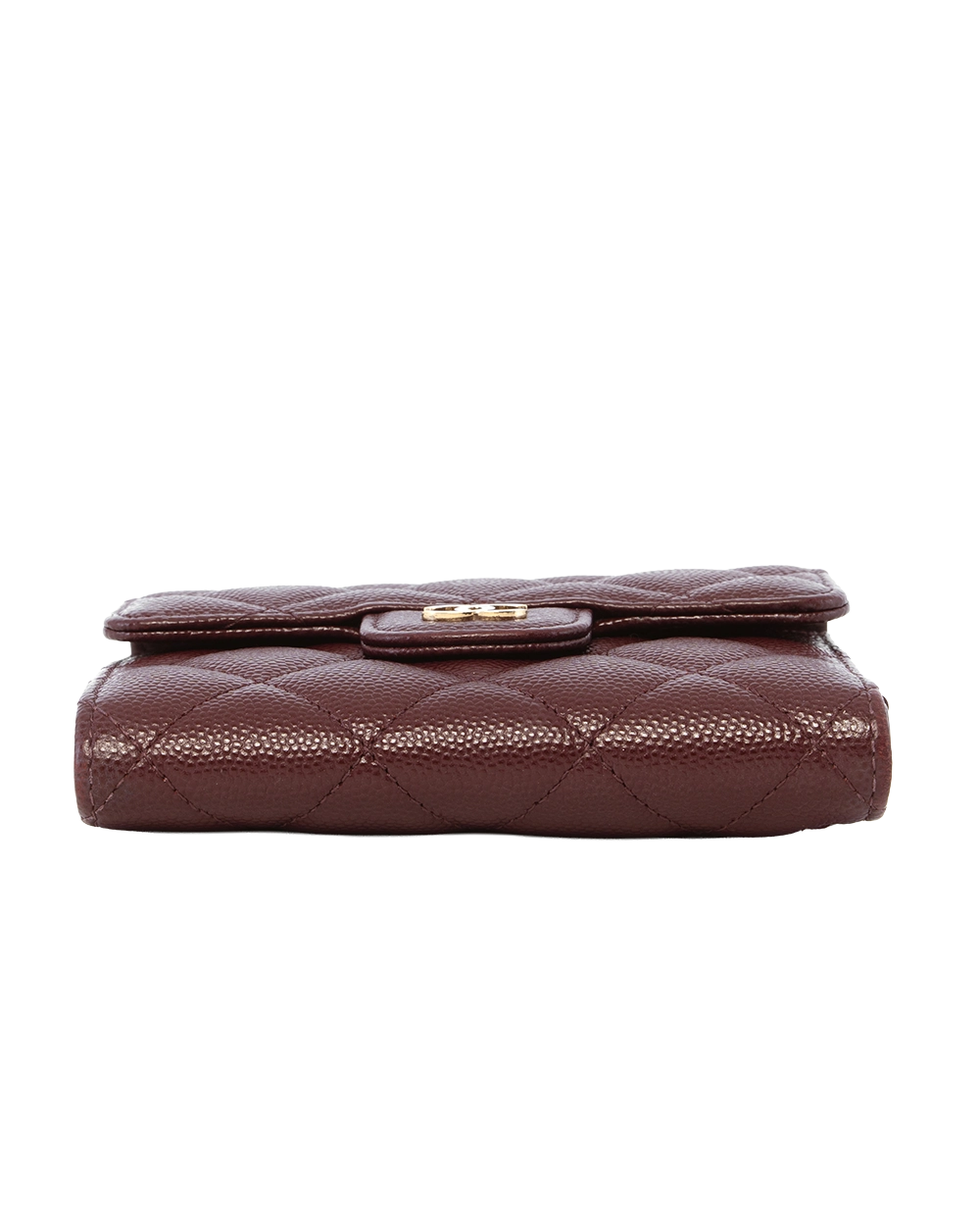 CHANEL TRI FOLD WALLET SHORT RED BURGUNDY CAVIAR GHW 31613364 2460