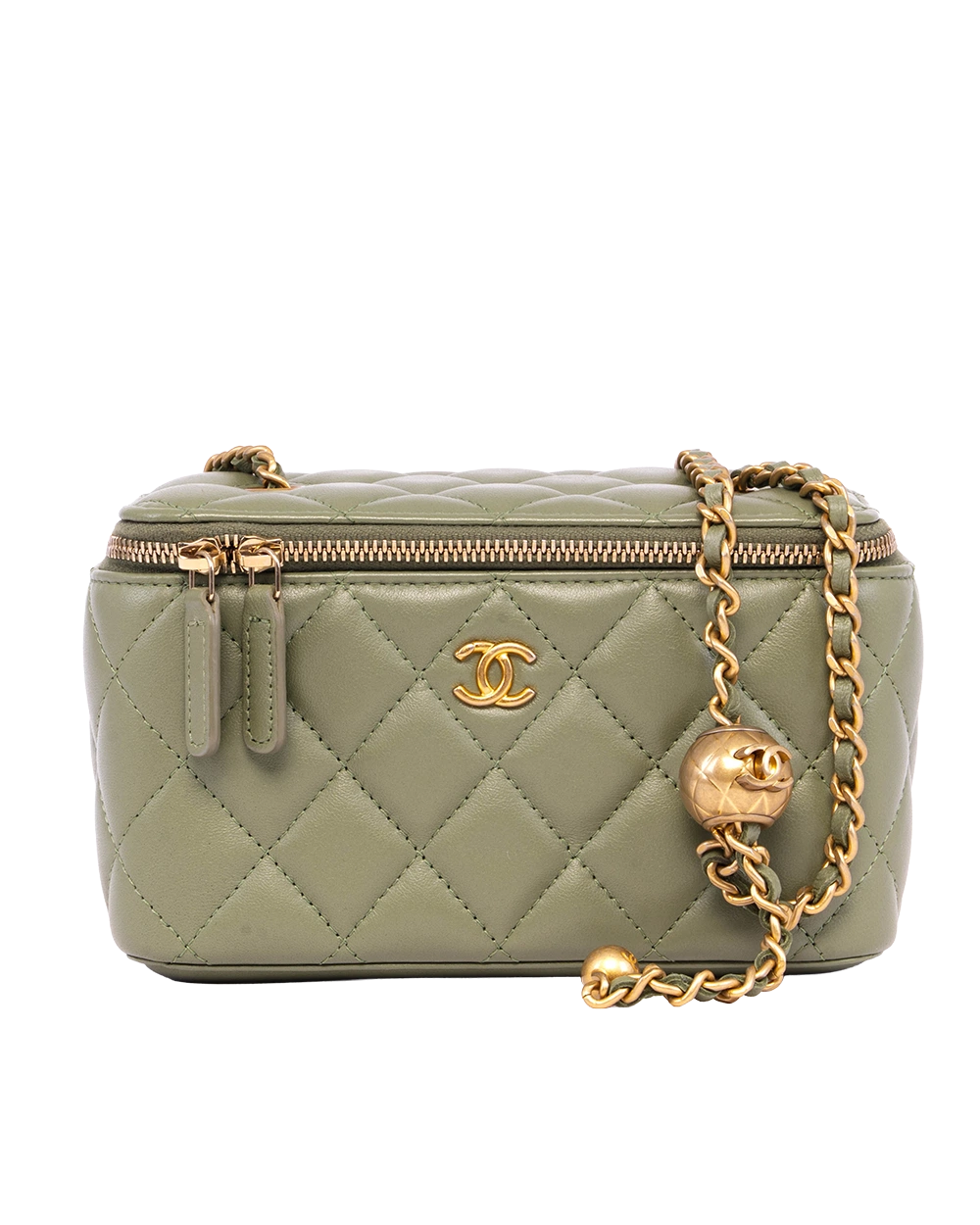 CHANEL VANITY ADJ BALL GREEN LAMB GHW 31507169 21206