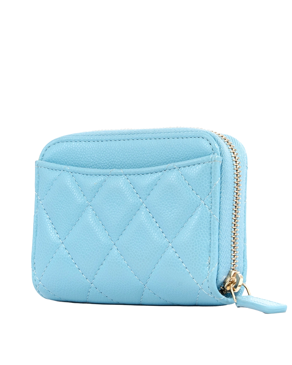 CHANEL ZIP COIN PURSE SHORT SKY BLUE CAVIAR GHW XTL5GL4A 0169