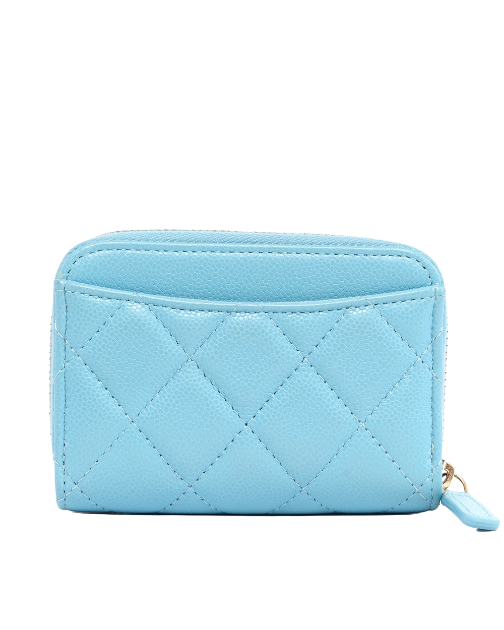 CHANEL ZIP COIN PURSE SHORT SKY BLUE CAVIAR GHW XTL5GL4A 0170