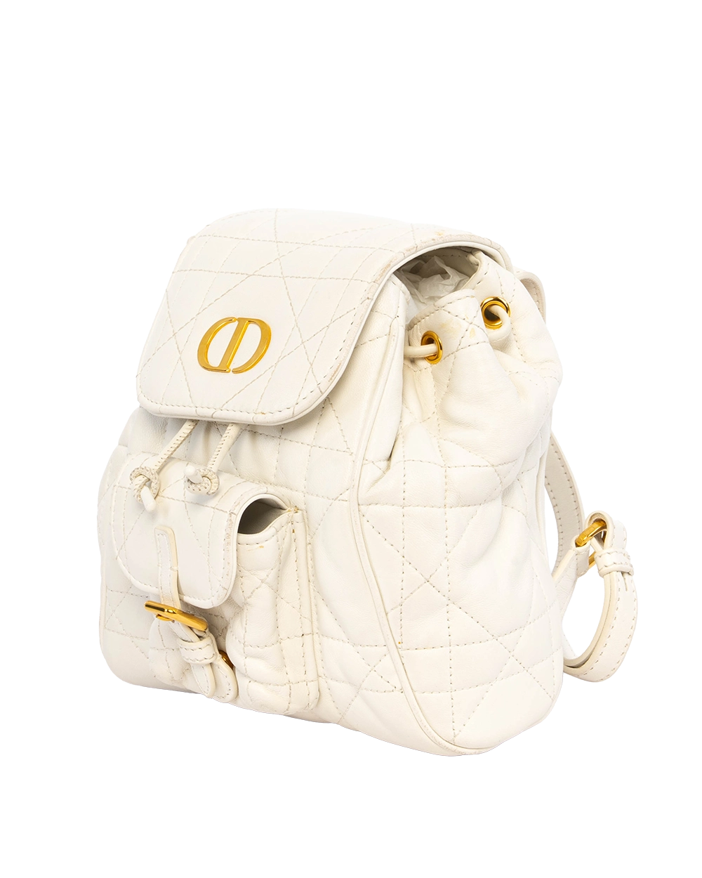 DIOR CARO BACKPACK SMALL WHITE LAMB GHW 15 MA 1214 0559