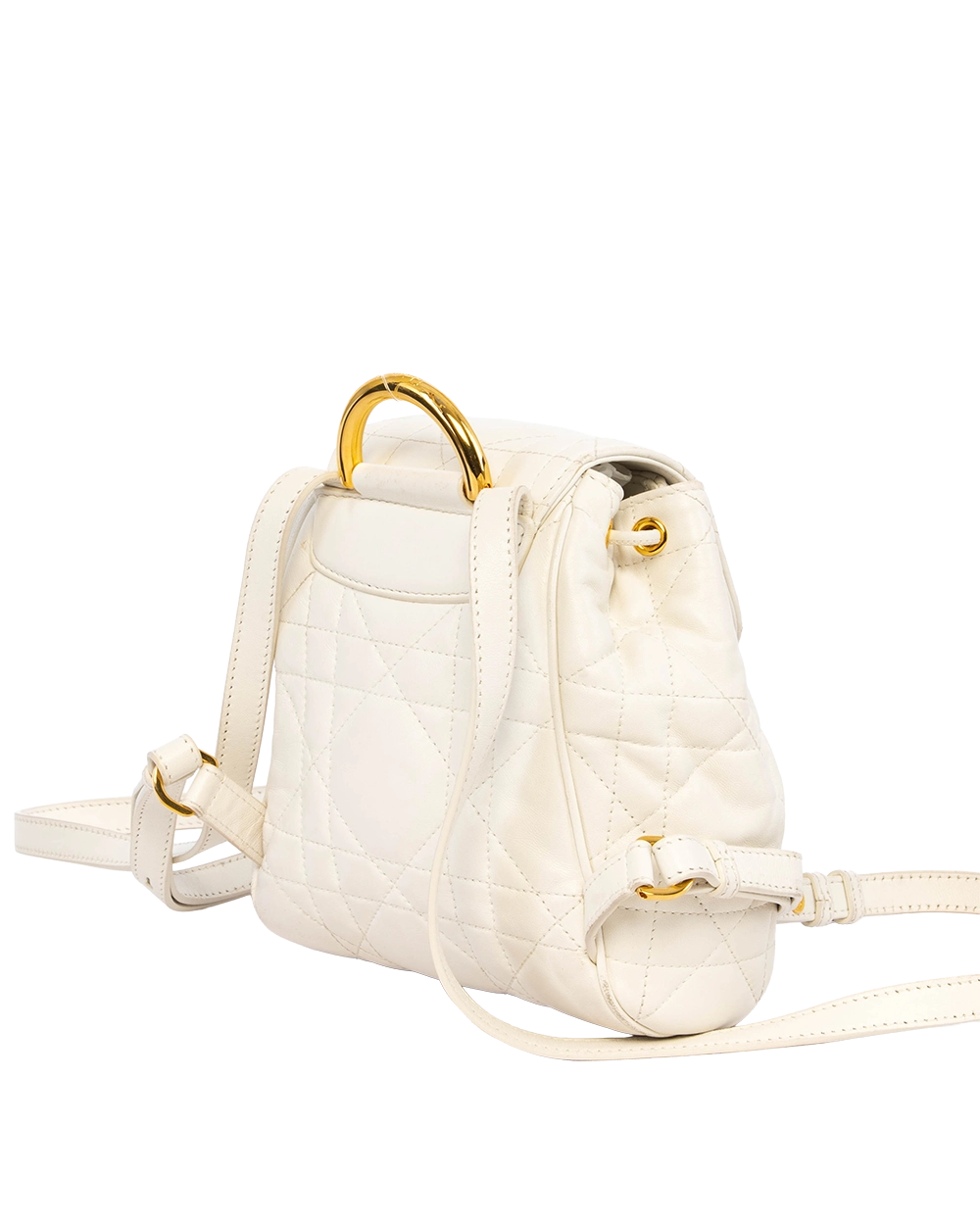 DIOR CARO BACKPACK SMALL WHITE LAMB GHW 15 MA 1214 0560