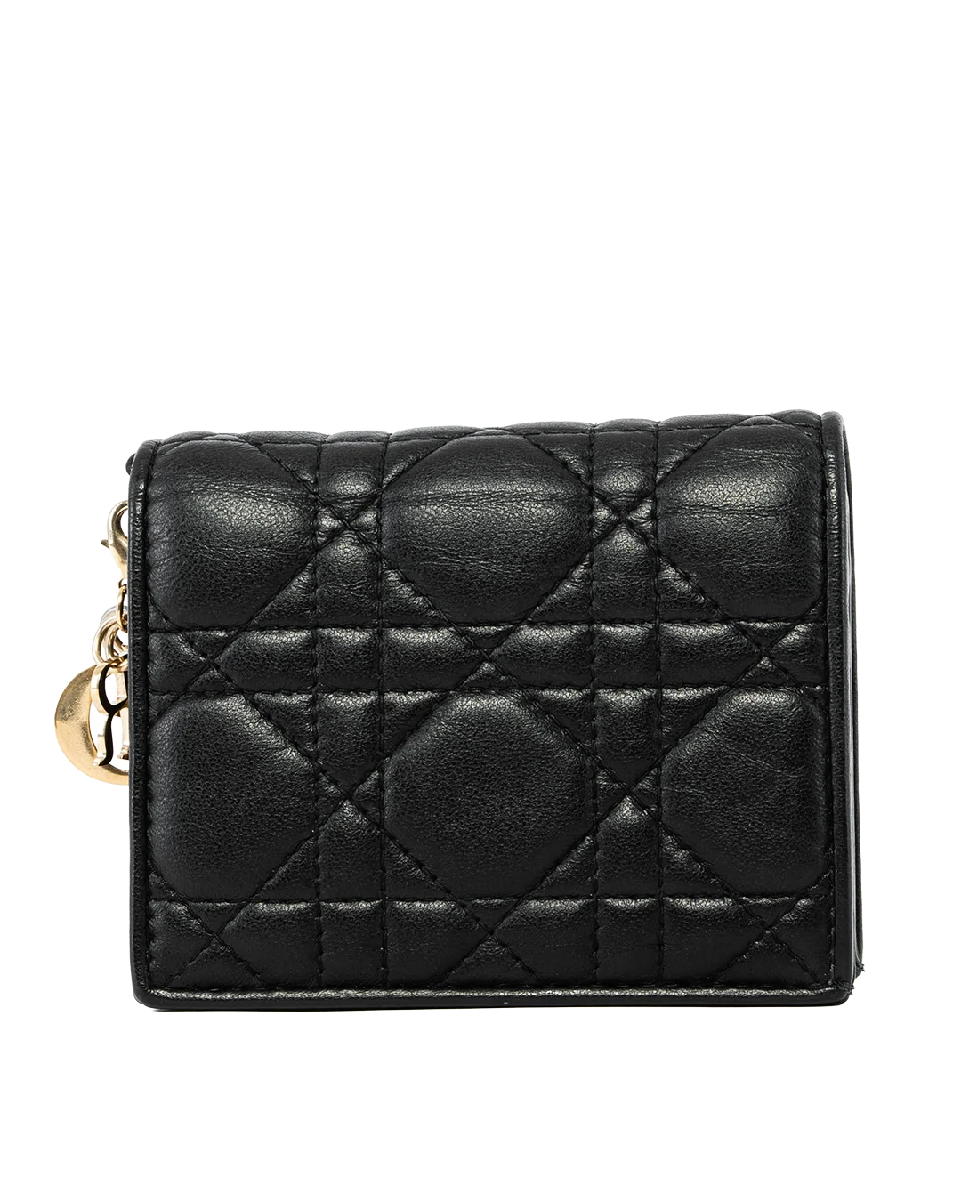 DIOR GARDENIA BI FOLD WALLET SHORT BLACK LAMB GHW 33 MA 0251 2246