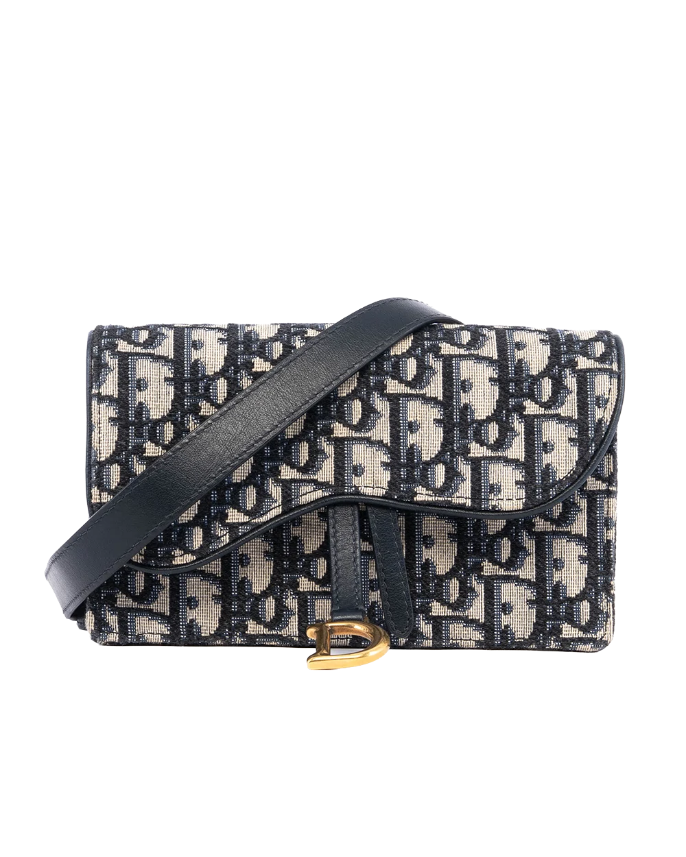 DIOR SADDEL BELT BAG BLUE NAVY OBLIQUE JACUARD GHW 05 RU 0139 04916