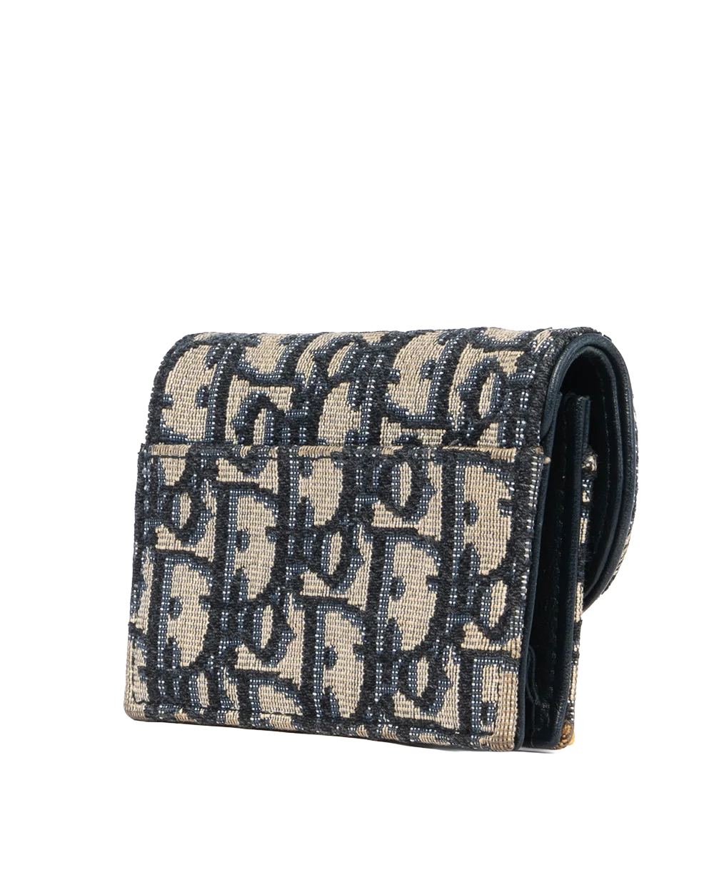 DIOR SADDLE BLOOM CARD HOLDER SHORT BLUE NAVY OBLIQUE JACUARD GHW 43 MA 1200 1036