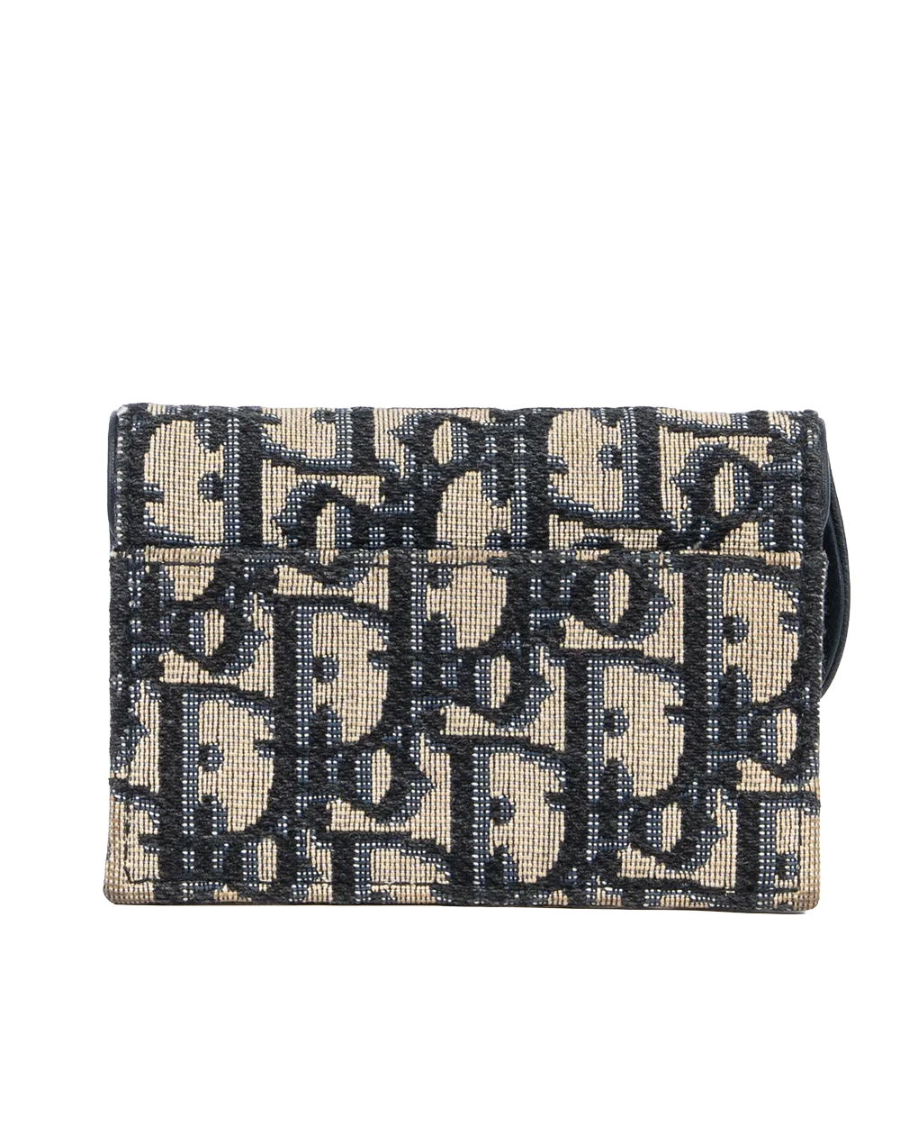 DIOR SADDLE BLOOM CARD HOLDER SHORT BLUE NAVY OBLIQUE JACUARD GHW 43 MA 1200 1037