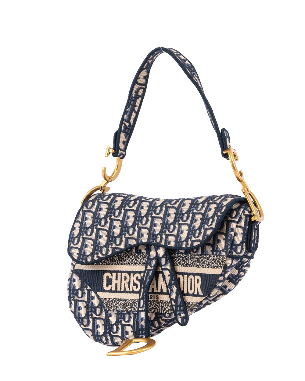 DIOR SADDLE MEDIUM BLUE NAVY OBLIQUE JACUARD GHW 50 MA 0292 2658
