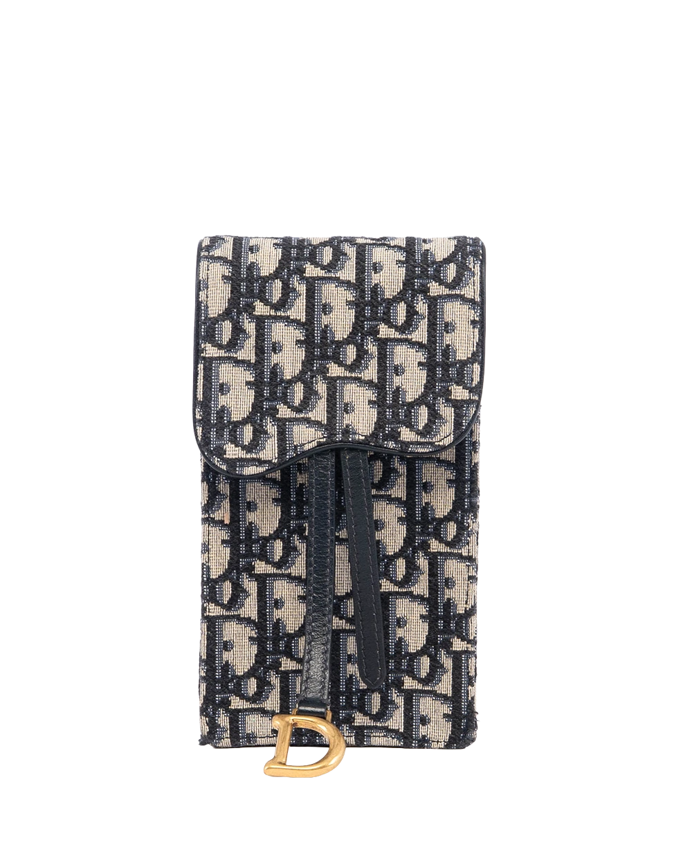 DIOR VERTICAL SADDLE POUCH BLUE NAVY OBLIQUE JACUARD GHW 12 MA 0211 05211