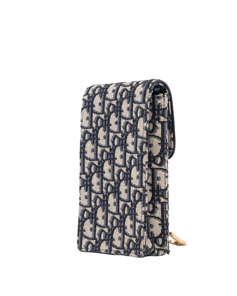 DIOR VERTICAL SADDLE POUCH BLUE NAVY OBLIQUE JACUARD GHW 12 MA 0211 05213