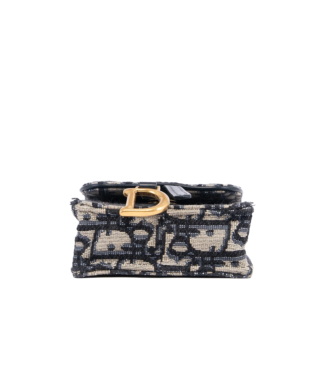 DIOR VERTICAL SADDLE POUCH BLUE NAVY OBLIQUE JACUARD GHW 12 MA 0211 05215