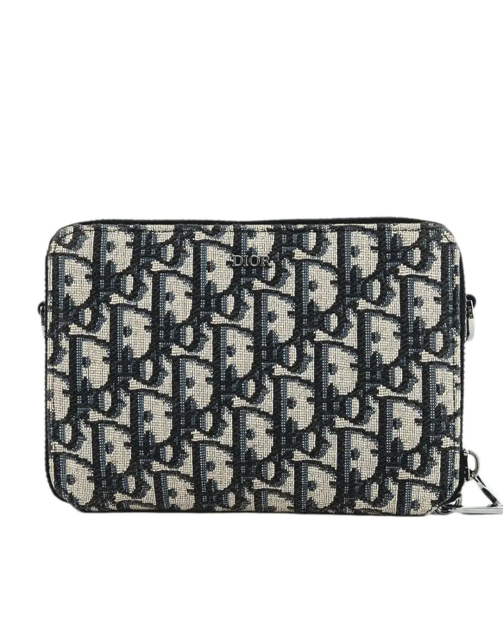 DIOR ZIPPED POUCH BLUE NAVY OBLIQUE JACUARD SHW 1513
