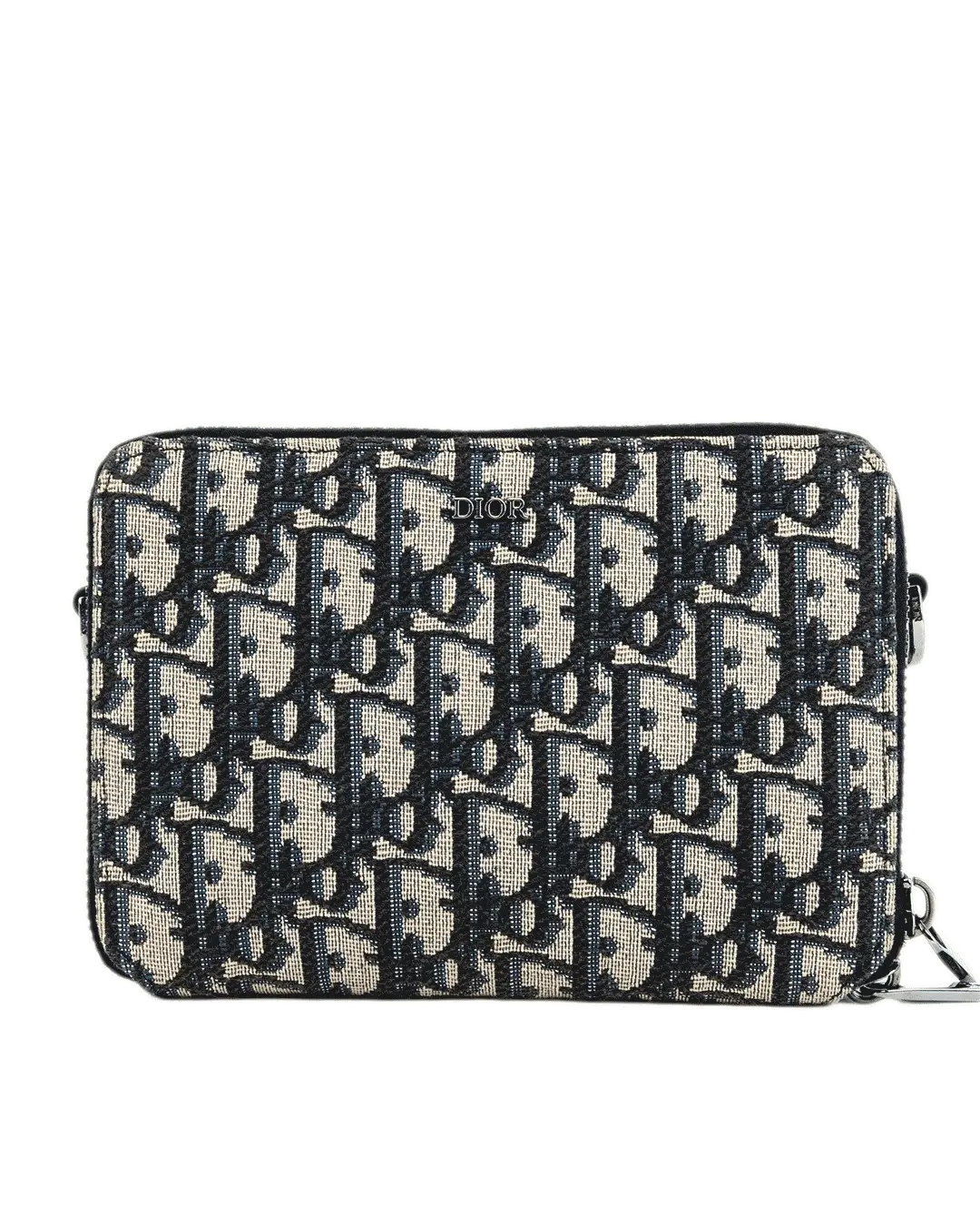DIOR ZIPPED POUCH BLUE NAVY OBLIQUE JACUARD SHW 1513
