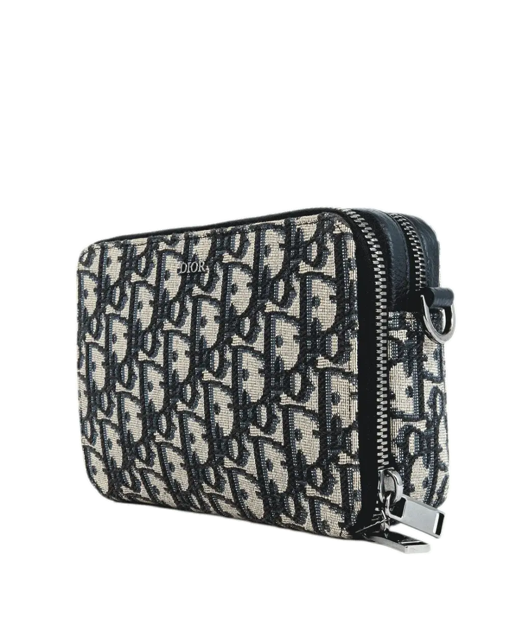 DIOR ZIPPED POUCH BLUE NAVY OBLIQUE JACUARD SHW 1514