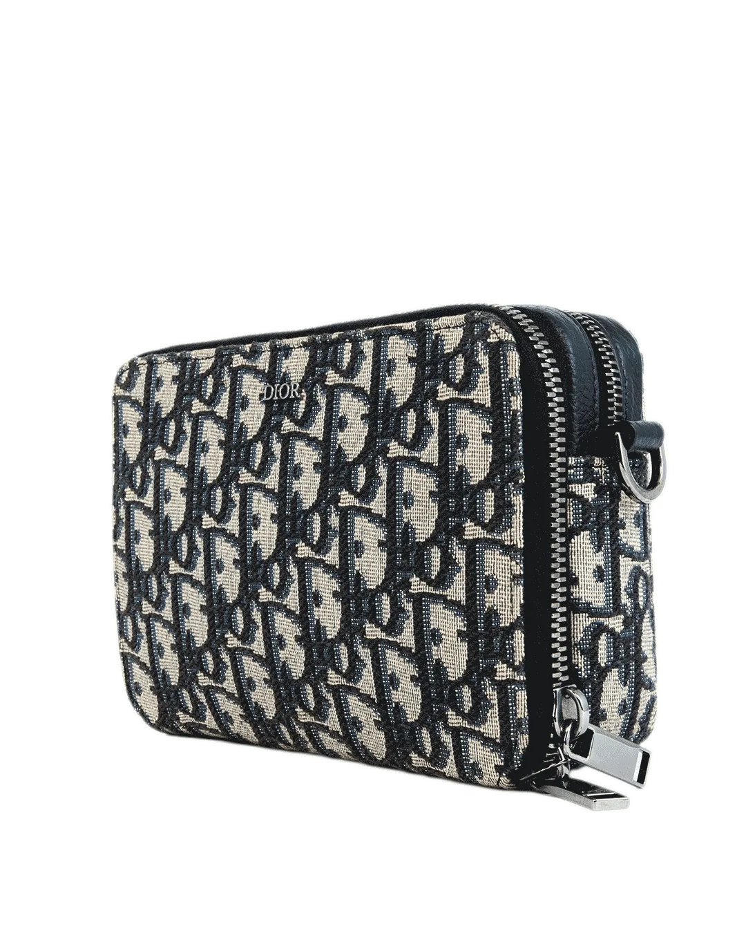 DIOR ZIPPED POUCH BLUE NAVY OBLIQUE JACUARD SHW 1514