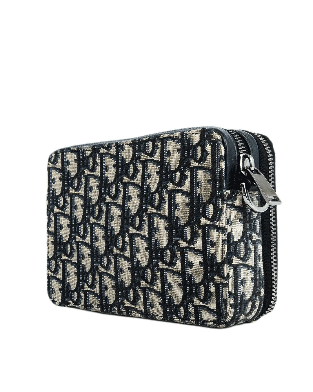 DIOR ZIPPED POUCH BLUE NAVY OBLIQUE JACUARD SHW 1515