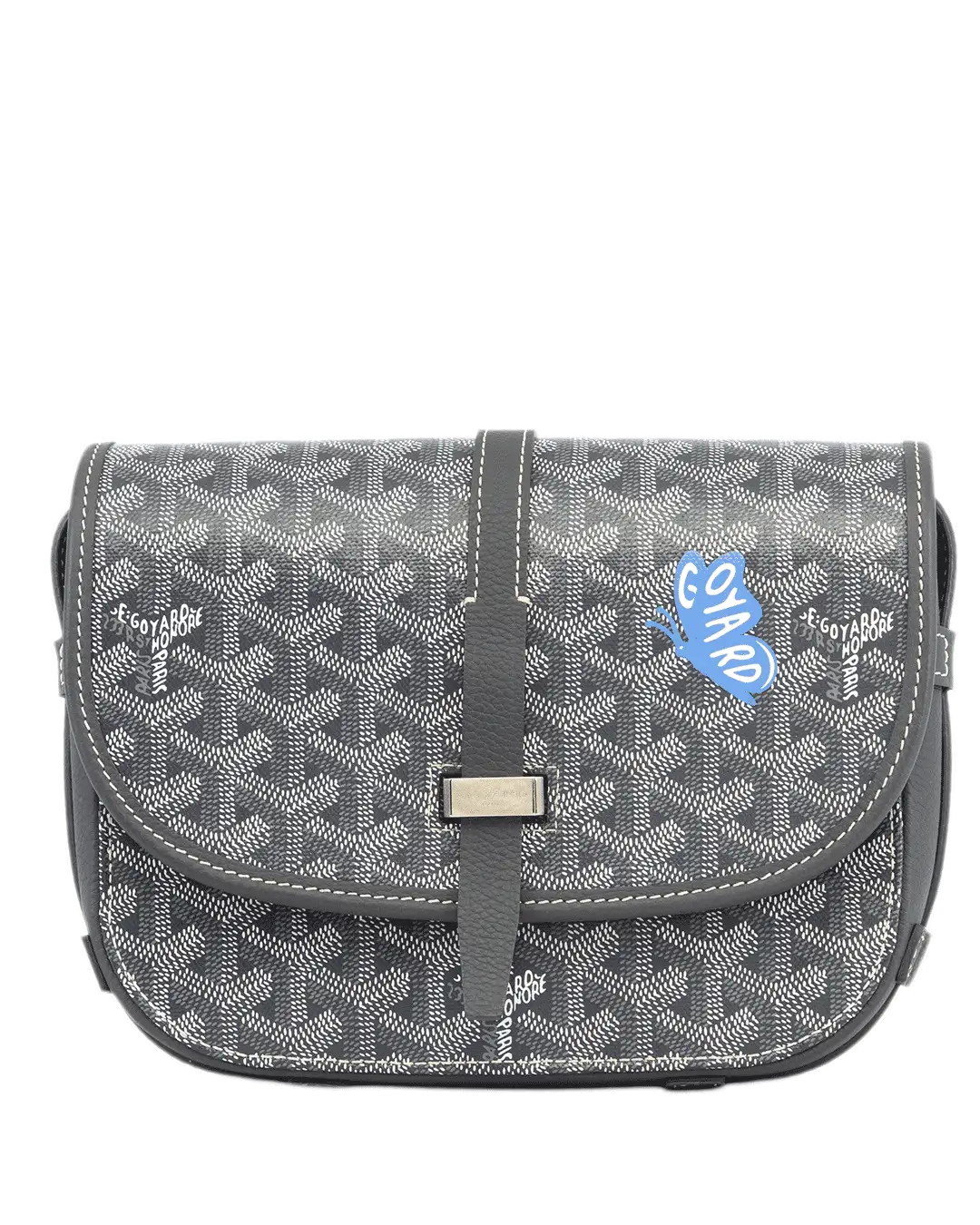 GOYARD BELVEDERE PM GRAY BUTTERFLY CANVAS SHW MAE 020251 2353