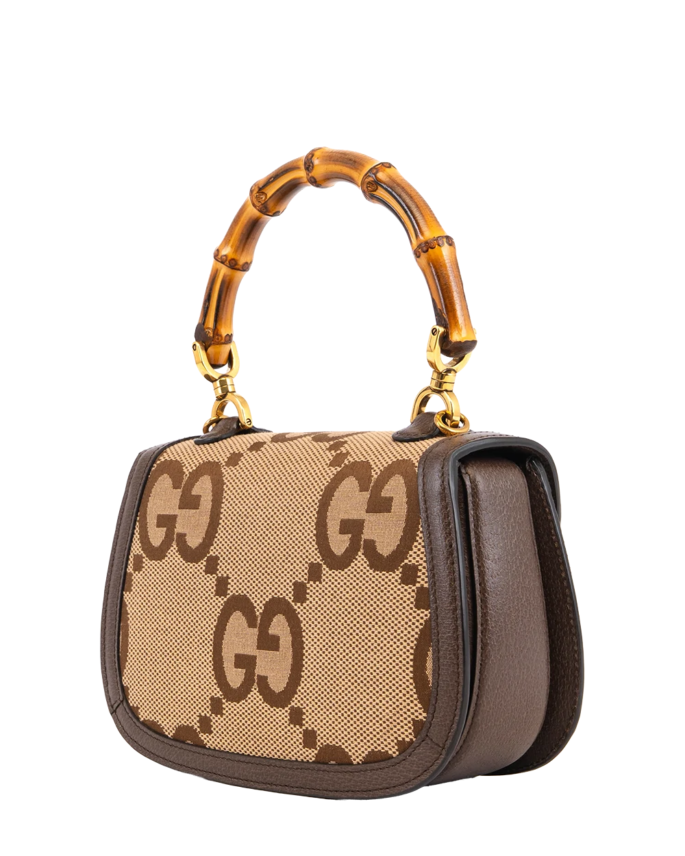 GUCCI BAMBOO 1974 TOP HANDLE SMALL BROWN JUMBO GG MONOGRAM GHW 675797 498879 2951