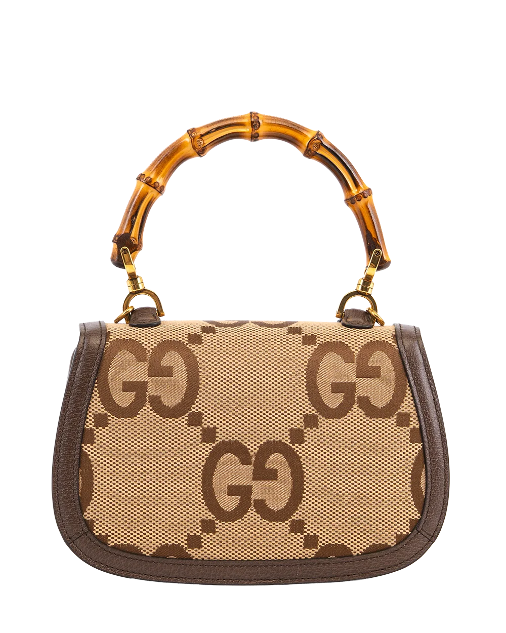 GUCCI BAMBOO 1974 TOP HANDLE SMALL BROWN JUMBO GG MONOGRAM GHW 675797 498879 2952