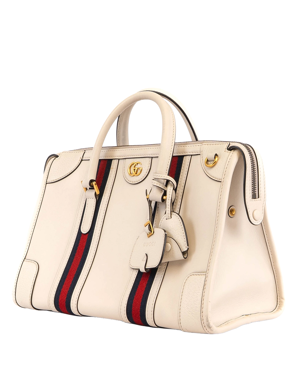 GUCCI BAULETTE TOP HANDLE WHITE RED BLUE CALF GHW 715666 493075 4116