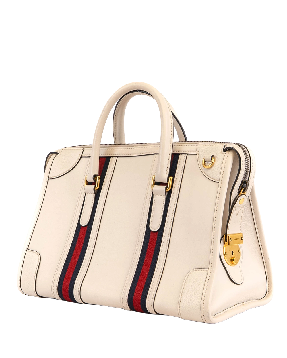 GUCCI BAULETTE TOP HANDLE WHITE RED BLUE CALF GHW 715666 493075 4117
