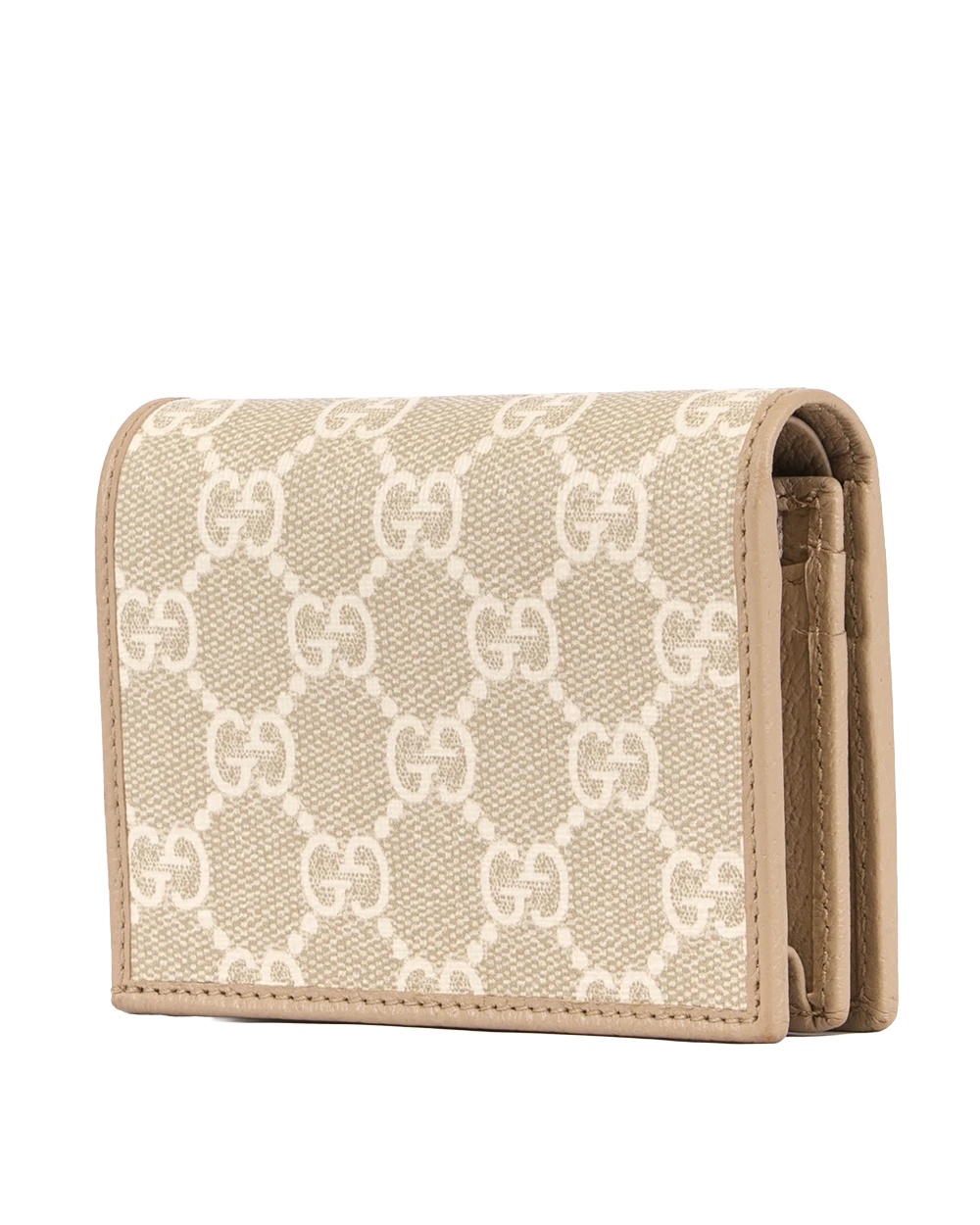 GUCCI BI FOLD HORSEBIT WALLET SHORT BEIGE GG MONOGRAM CANVAS GHW 621887 0416 0664